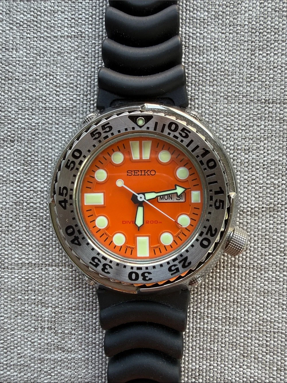 Seiko Orange Dial Diver with Black Rubber Strap